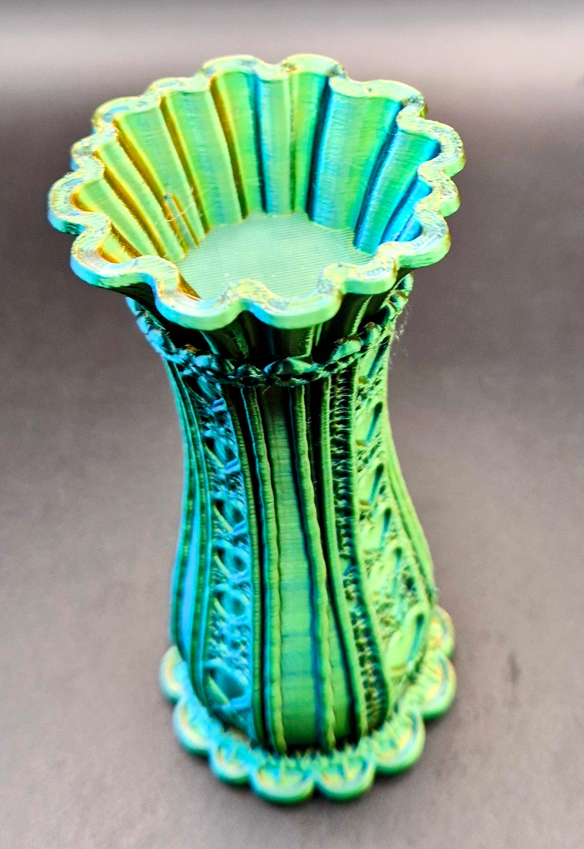 Lace Vase Trinket Bowl 5" — Blue, Green & Bronze Gradient