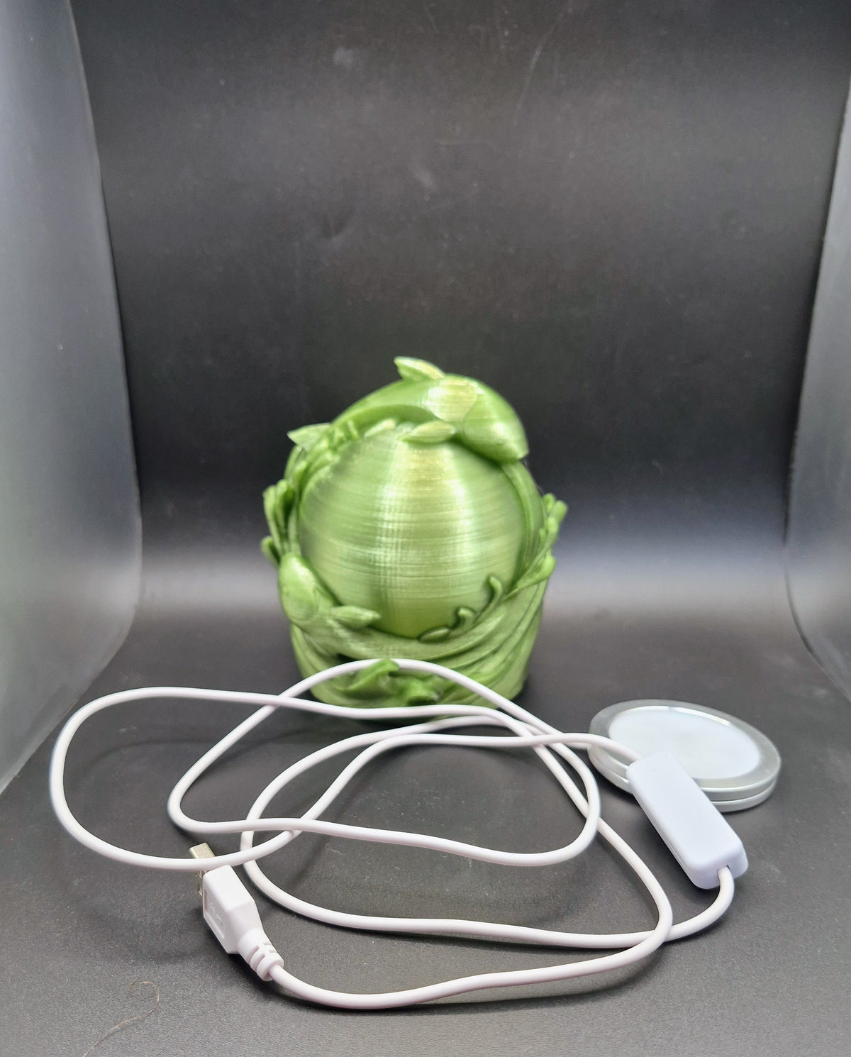 Dolphin Globe Lamp 5" — Translucent Ocean Green