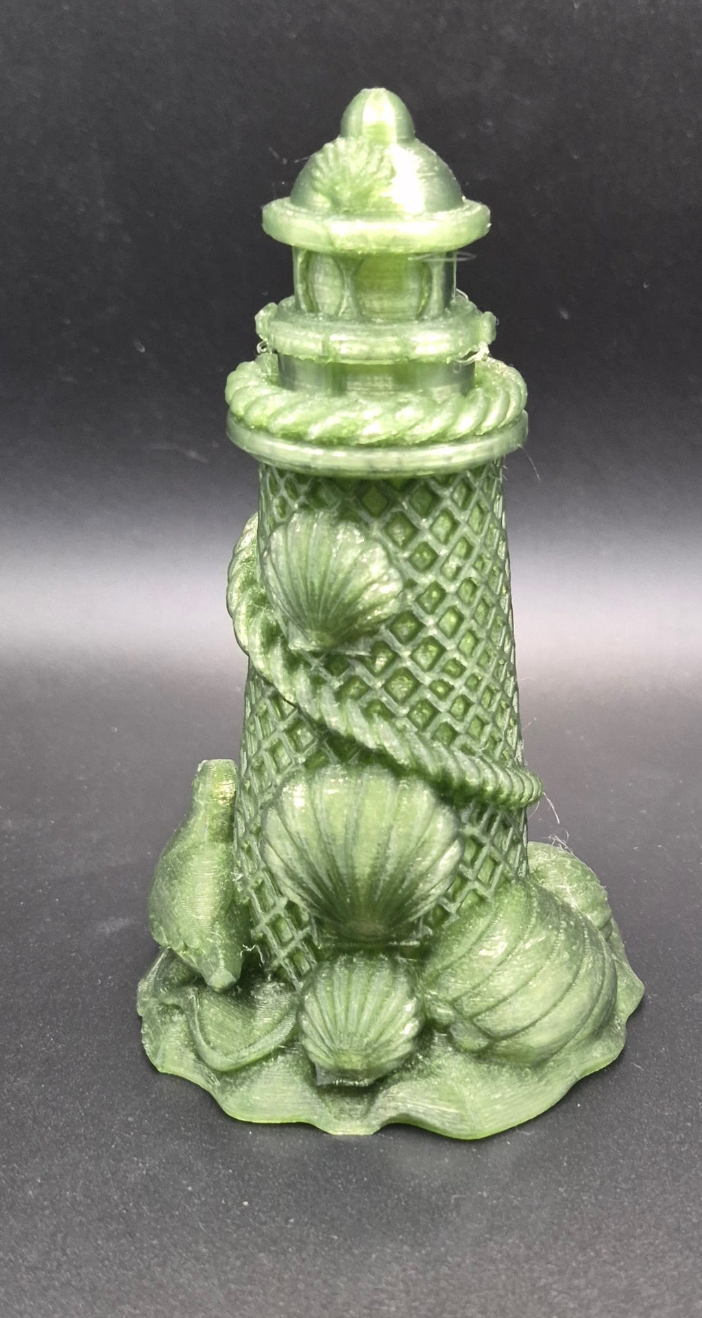 Lighthouse Tea Lamp 5" — Translucent Green