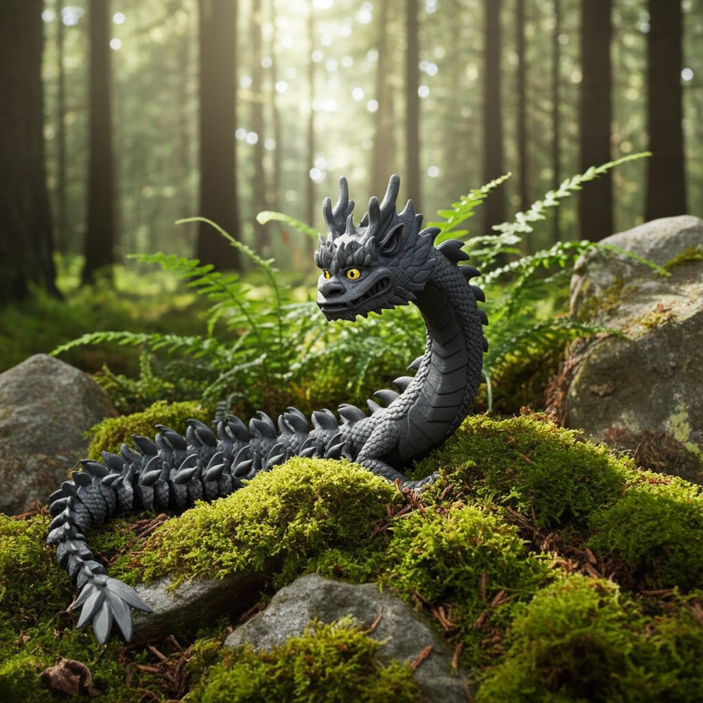 Black Imperial Dragon – 40" Articulated Figurine