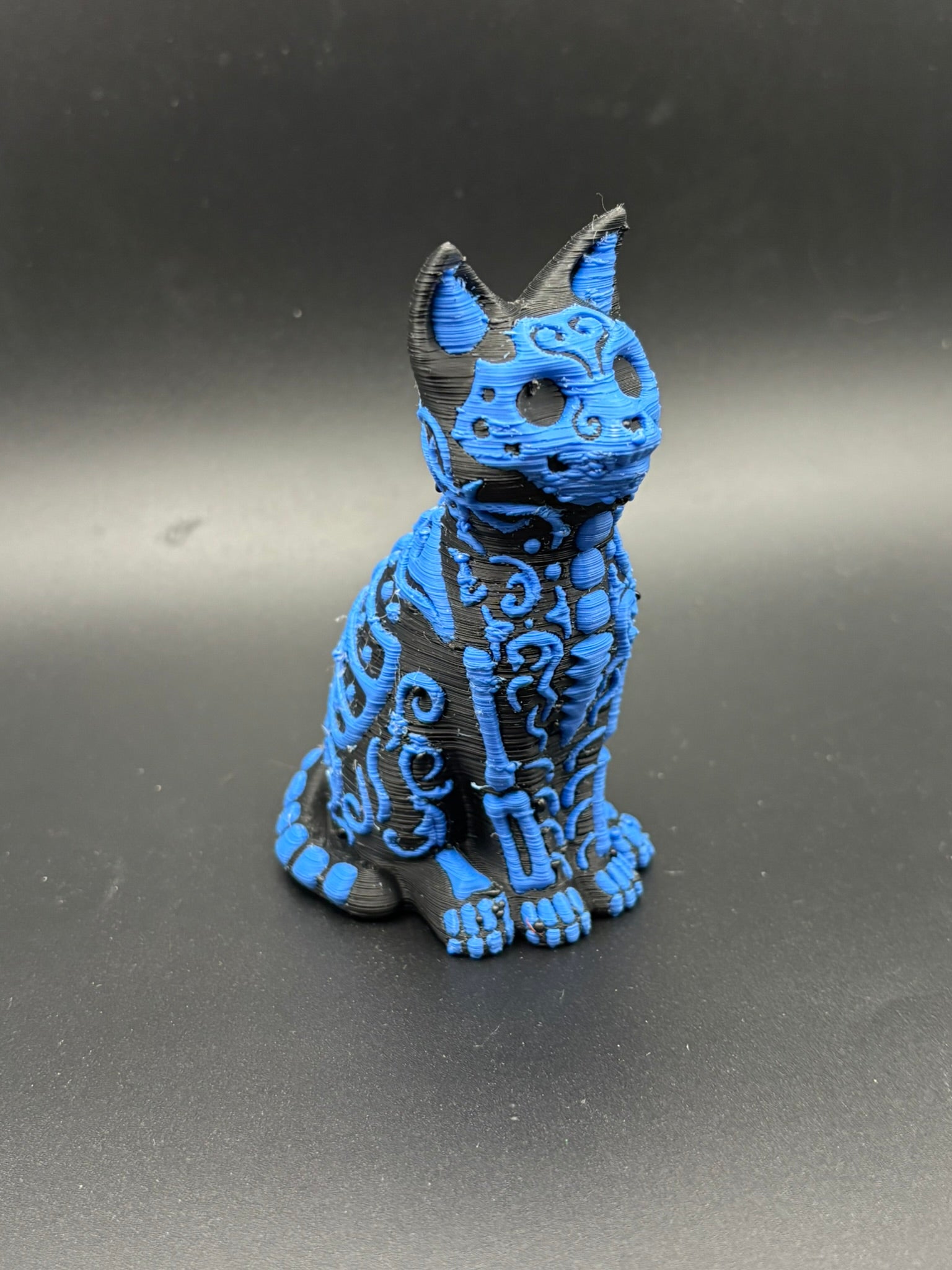 Midnight Filigree — Ornate Cat Figurine