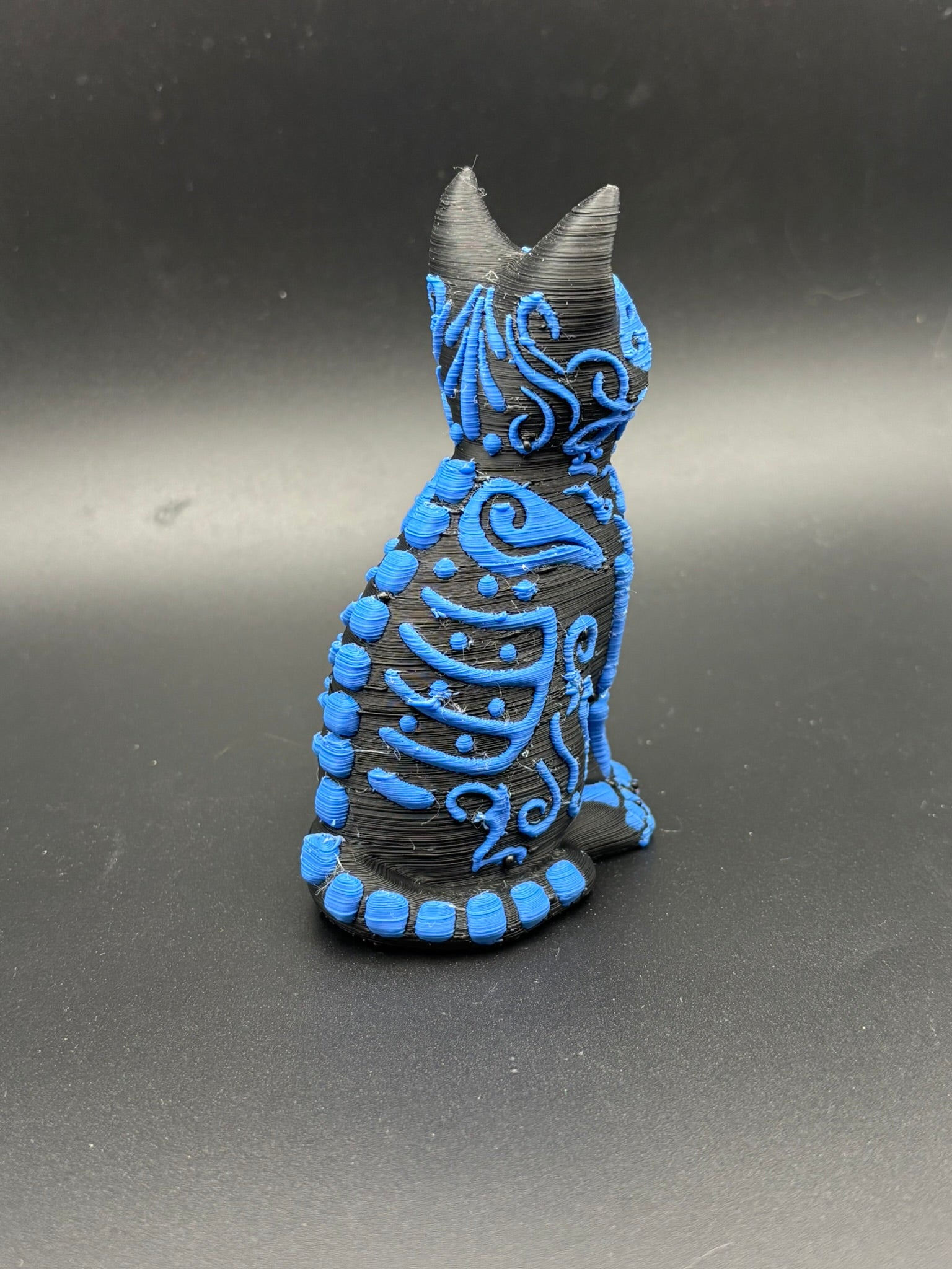 Midnight Filigree — Ornate Cat Figurine