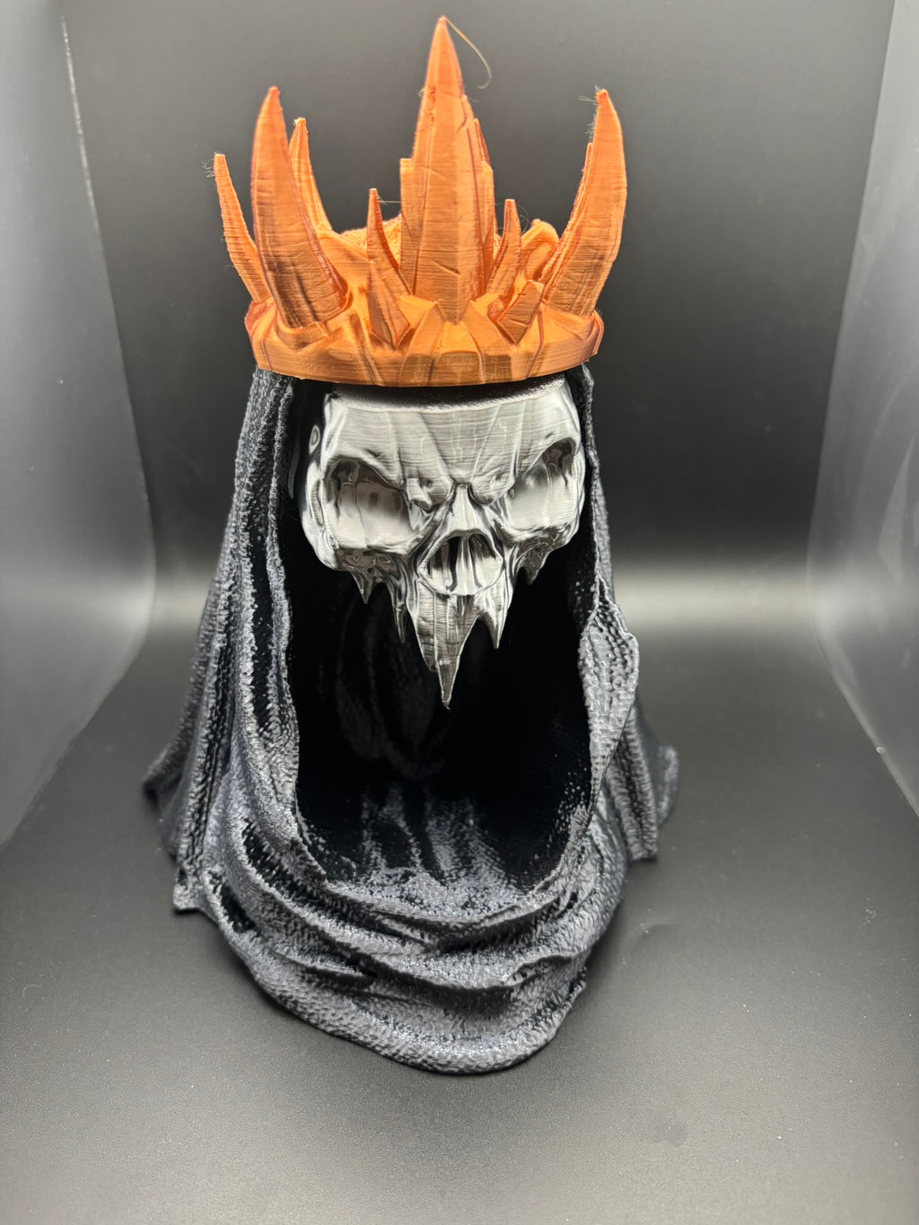Knight King Trinket Dish – Skull King with Flame Crown | 8" Tall