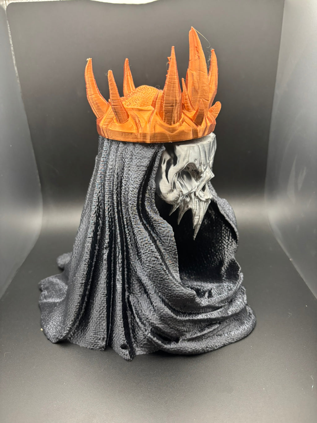 Knight King Trinket Dish – Skull King with Flame Crown | 8" Tall