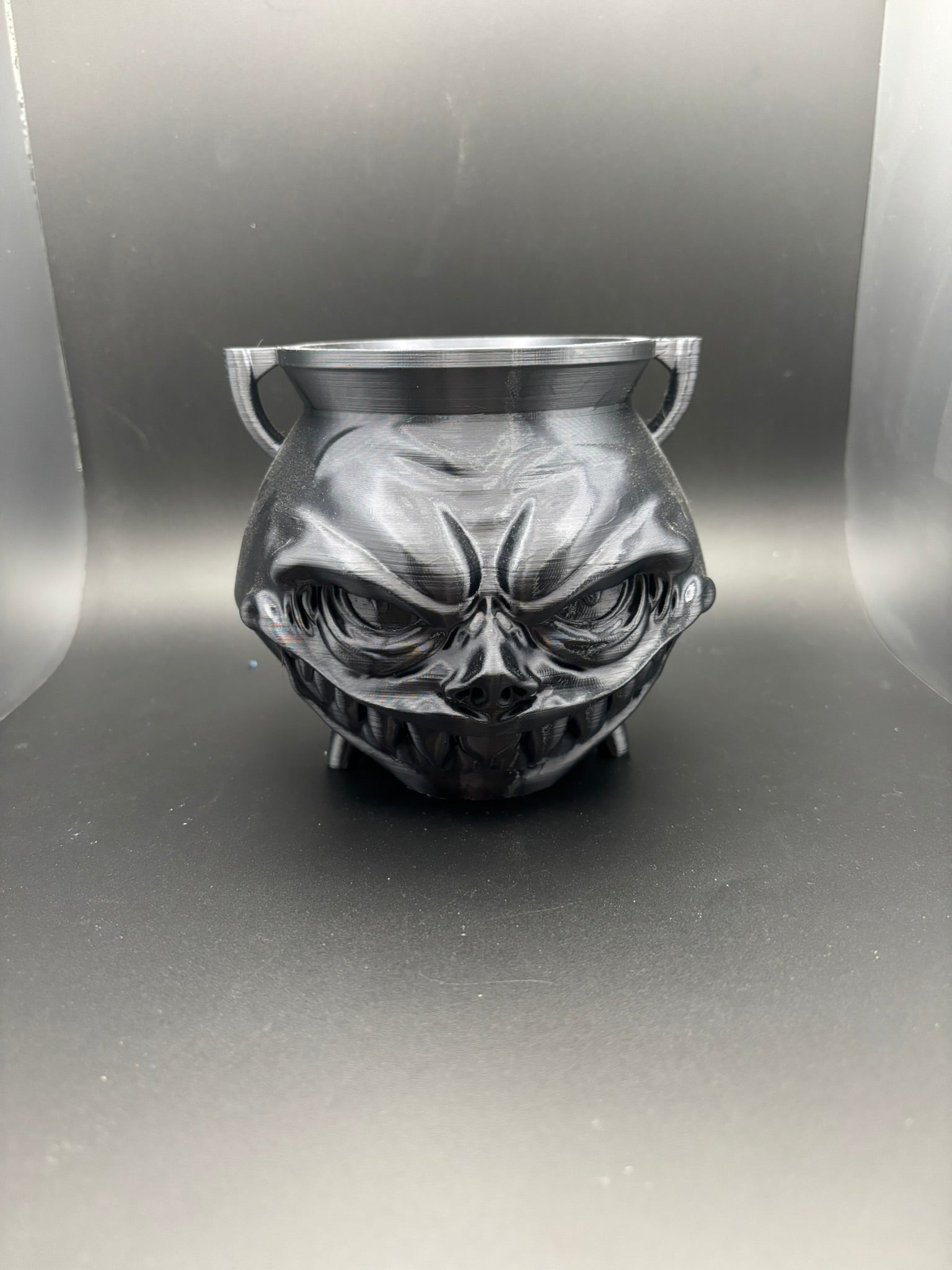 Skull Cauldron Desk Organizer | Matte Black | 4" Tall