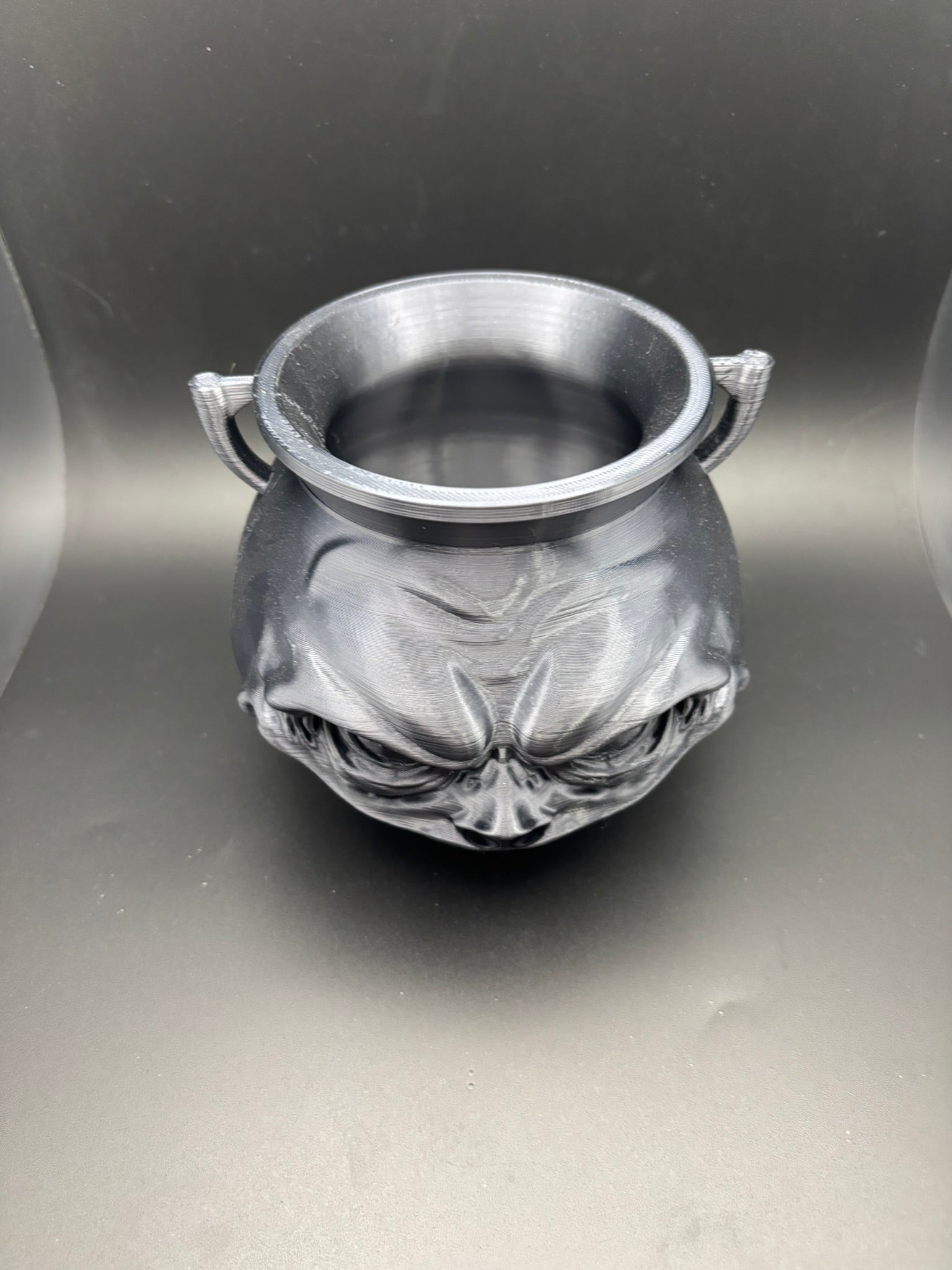 Skull Cauldron Desk Organizer | Matte Black | 4" Tall