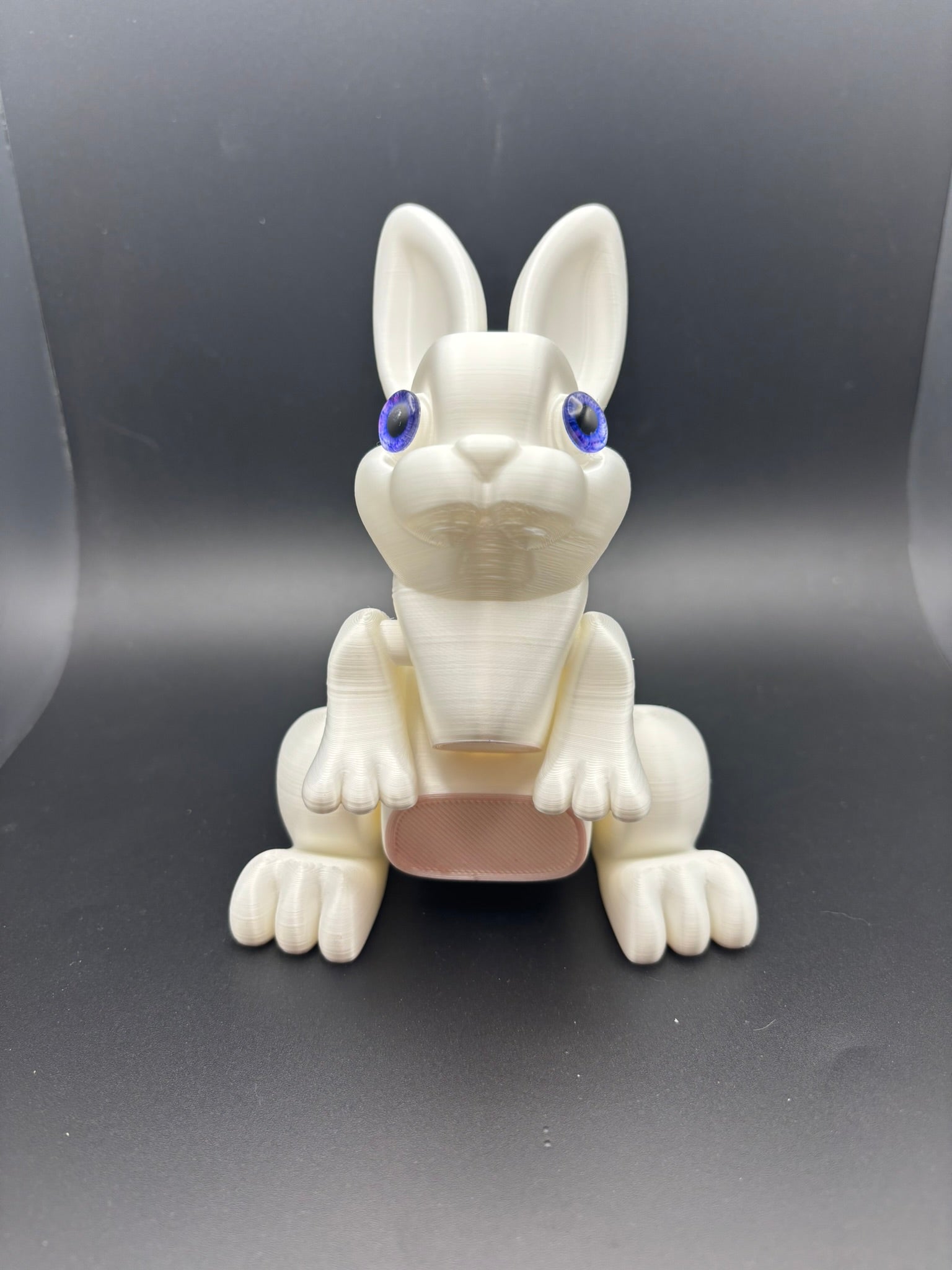 Pearl White Bunny Figurine with Blue Glass Eyes