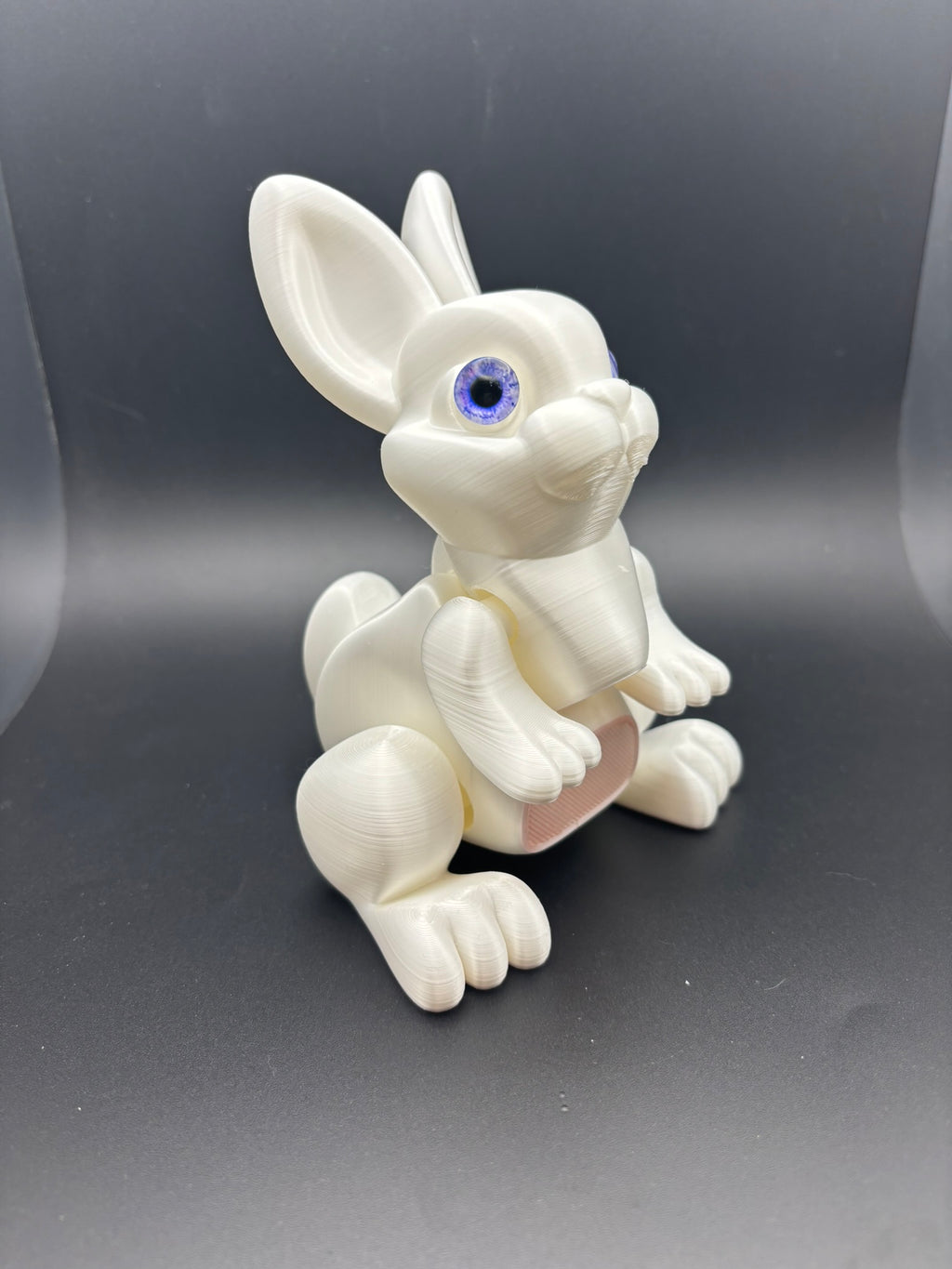 Pearl White Bunny Figurine with Blue Glass Eyes