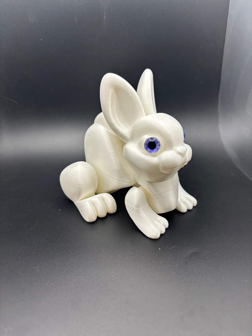 Pearl White Bunny Figurine with Blue Glass Eyes