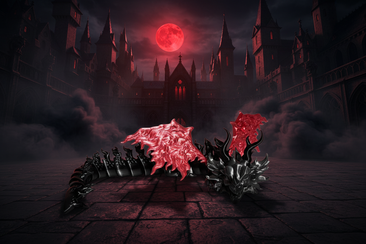 Black & Crimson Dragon - Atmospheric Background