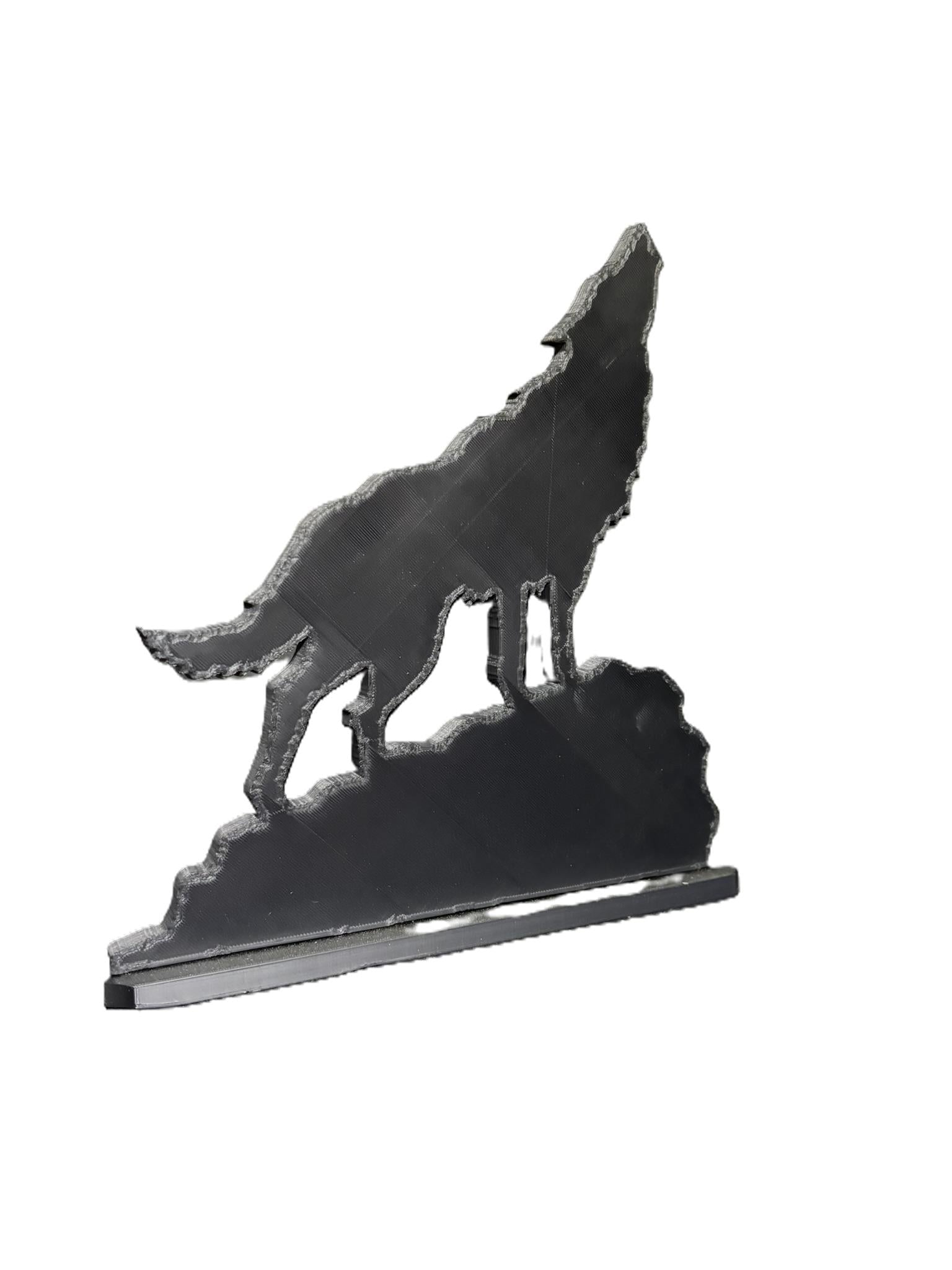 Howling Wolf Shadow Sculpture
