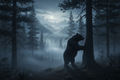 Bear in Atmospheric Forest Scene