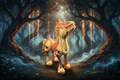 Fantasy Unicorn on Enchanted Forest Background