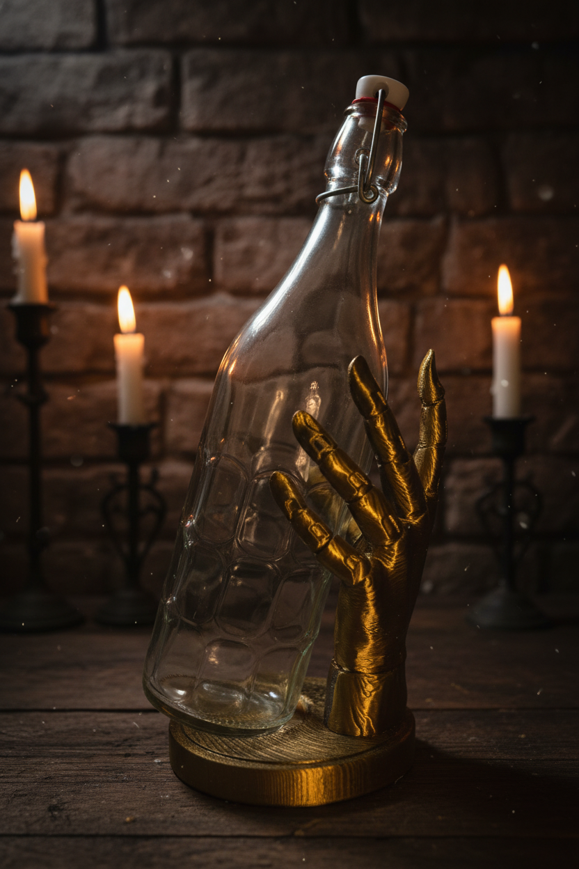 Gold Skeletal Hand Bottle Holder Enhanced