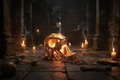 Doom Skull Dice Tower – gothic crypt atmospheric background