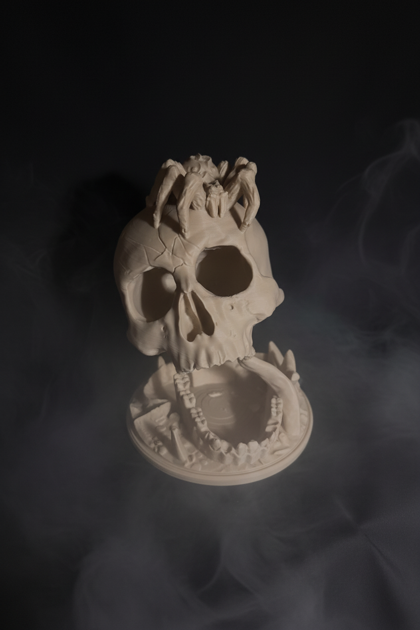 Bone Throne Skull Dice Tower - atmospheric