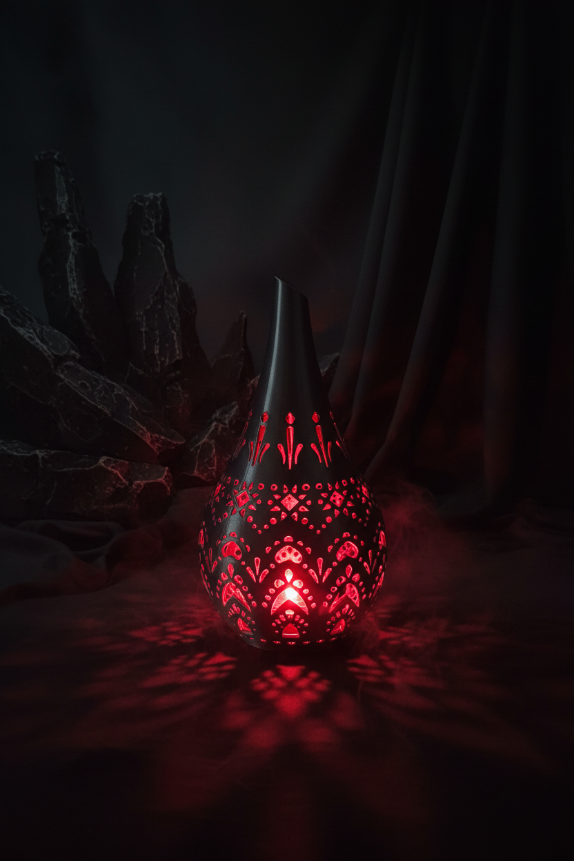 India Tear Drop Lamp - Red Glow